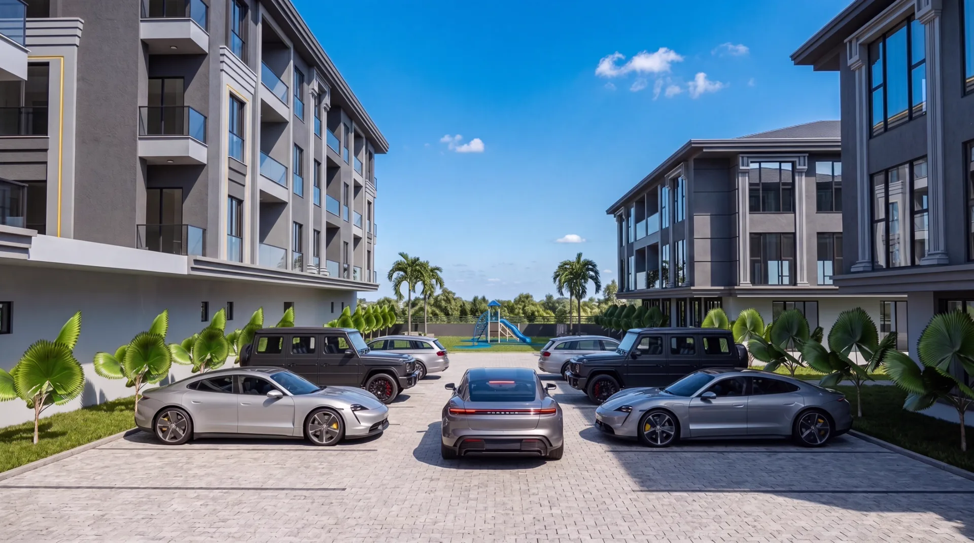Prestij Cadde — Bloklar arasındaki avlu